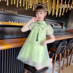 儿童洋气夏装，女孩夏季公主旗袍儿童汉服女童汉服连衣裙PJX-005