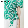 NEELLY纳俪商场同款韩系碎花V领衬衫女收腰系带泡泡袖上衣夏季 商品缩略图3