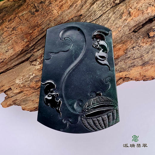 派瑞翡翠 翡翠挂件 糯种 墨翠 商品图1