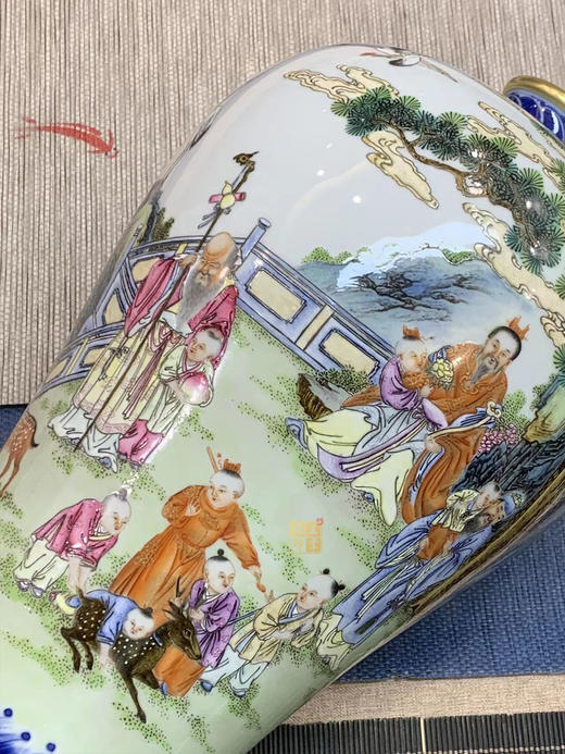 青花加彩三星祥福梅瓶 商品图1