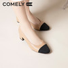 康莉KYQ21503拼接羊皮小香风粗跟单鞋女法式优雅浅口鞋子 商品缩略图8