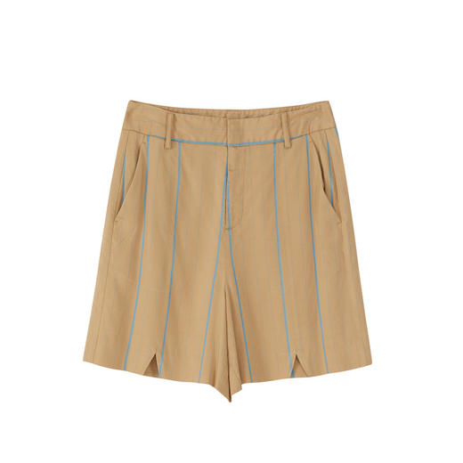 谜底西装短裤女2022秋新品高腰外穿显瘦竖条纹休闲裤223MK1063 商品图4