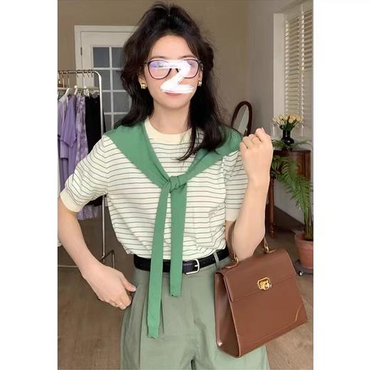 Im Presionismo冰丝条纹上衣（下单即送披肩）_HLY 商品图1