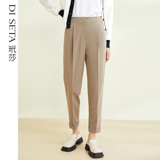 玳莎九分翻边烟管裤休闲百搭2022新款女装气质通勤显瘦设计感西装裤  CC36302 商品图0