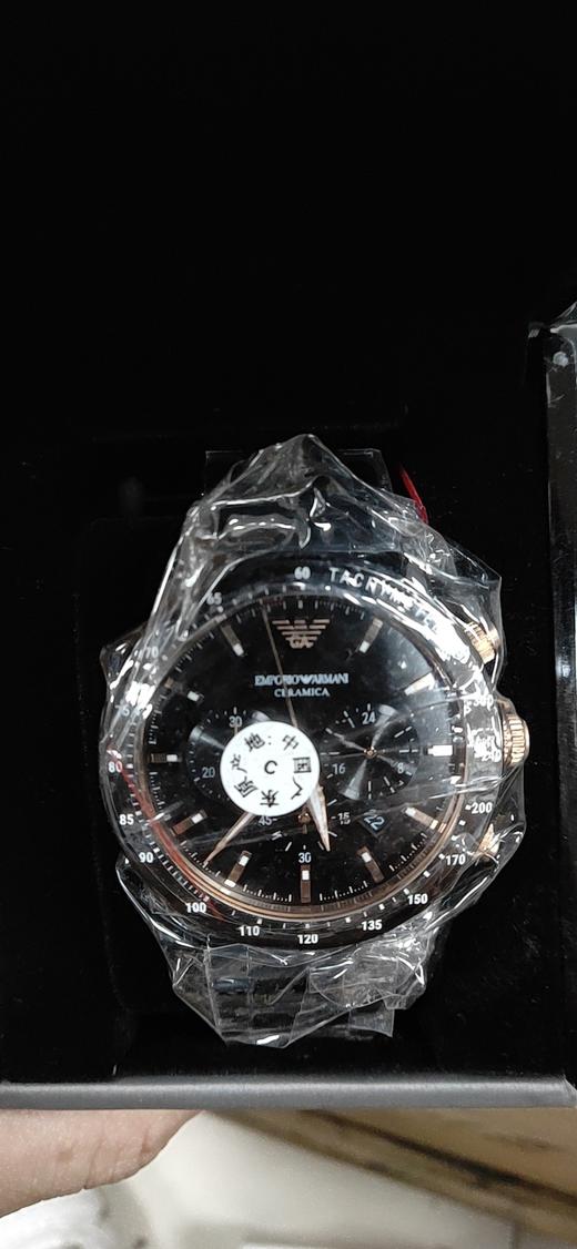 723763289184 EMPORIO ARMANI【明星海报款】阿玛尼黑盘陶瓷三眼男士欧美腕表AR70002 （可能无电） 商品图3