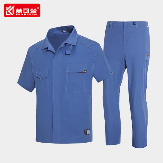 高端夏季工作服男短袖套装薄款透气汽修厂服防静电工程服工装定制 商品图3