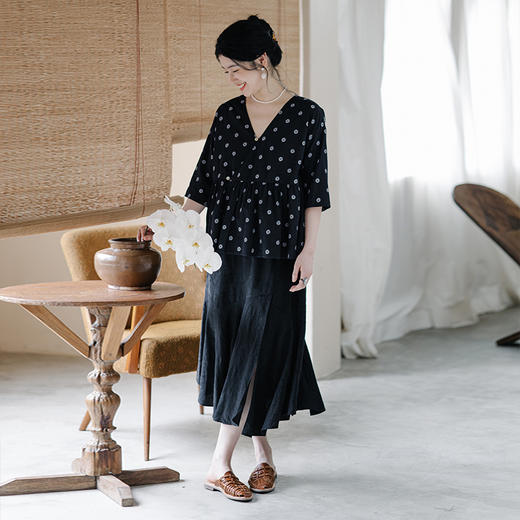 绽放652朵天丝亚麻提花显瘦鱼尾半身裙 商品图3