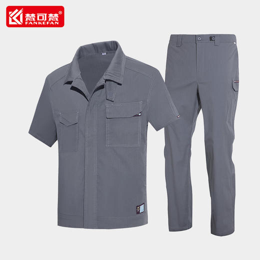 高端夏季工作服男短袖套装薄款透气汽修厂服防静电工程服工装定制 商品图4