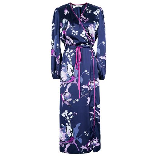 剩S/M 米思阳2024秋季新款知性优雅大花连衣裙垂感大摆收腰中长裙子2231 商品图4