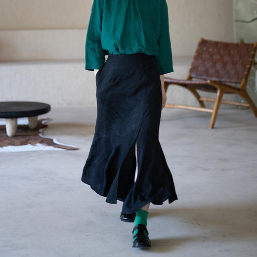 绽放652朵天丝亚麻提花显瘦鱼尾半身裙 商品图2