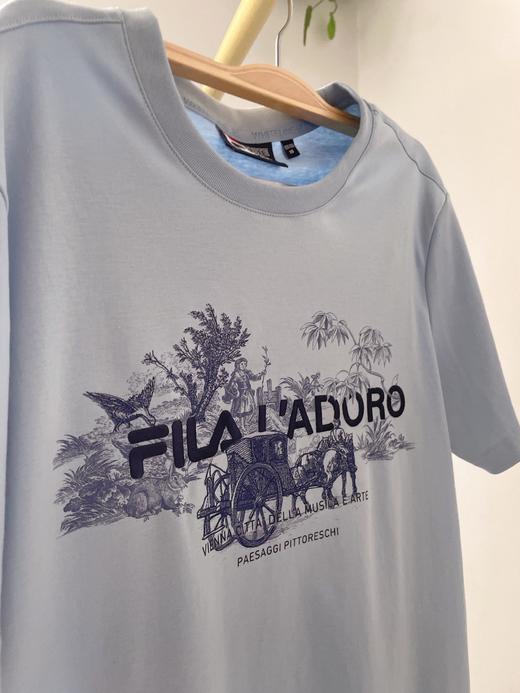 Fila今夏新款蓝色短袖男女情侣丝柔棉T恤 商品图6