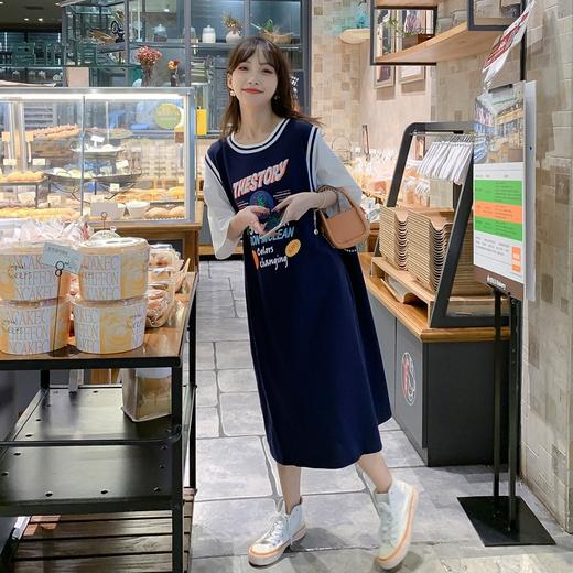 【时尚百搭拼接假两件孕妇裙】孕妇装夏装新款大码恤孕妇连衣裙 商品图3