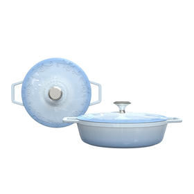 BGA2603  宝玑琅彩系列28cm珐琅铸铁焖焗海鲜锅 冰晶蓝