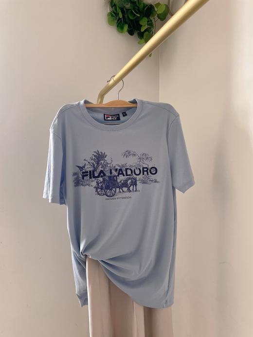 Fila今夏新款蓝色短袖男女情侣丝柔棉T恤 商品图5