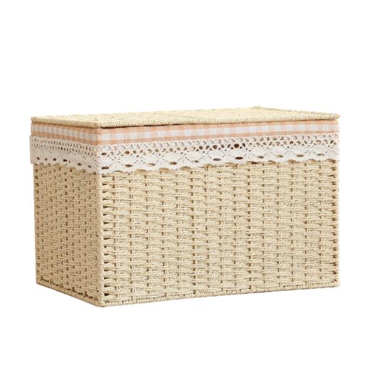 日式草编编织收纳箱杂物整理箱储物箱有盖大号置物衣服玩具收纳箱 商品图4