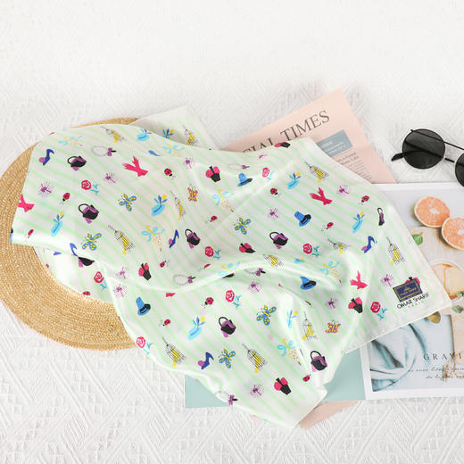 韩国品牌（桑蚕丝棉）印花小方巾 4B 4C 上 商品图10