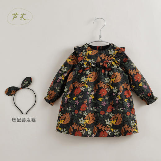 【马克珍妮 芦芙】秋装新款 秋日卷草花纯棉连衣裙221709 商品图2