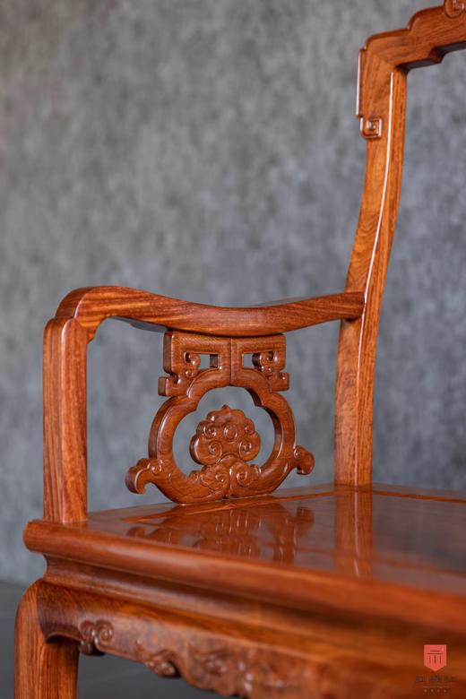 红桥红  家具严选  缅甸花梨（大果紫檀）【如意缠枝纹 扶手椅】 商品图4