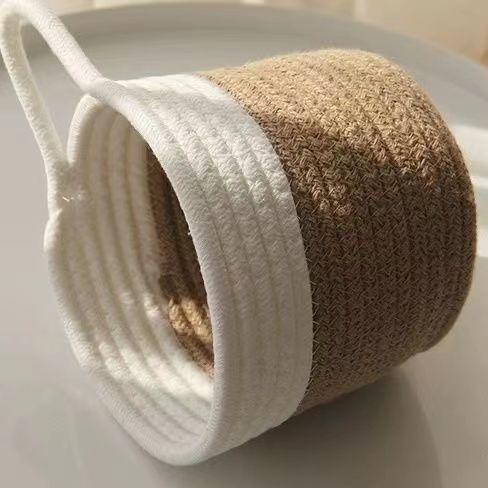 壁挂收纳筐钥匙棉麻玄关收纳篮杂物零食筐花盆编织挂篮吊篮盆栽 商品图5