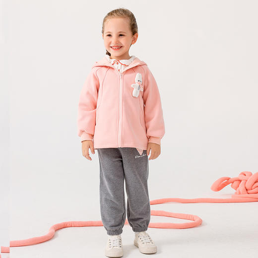 商场同款棉果果秋季新款女童绒里针织连帽复合绒外套舒适柔软可爱M322100422462 商品图1