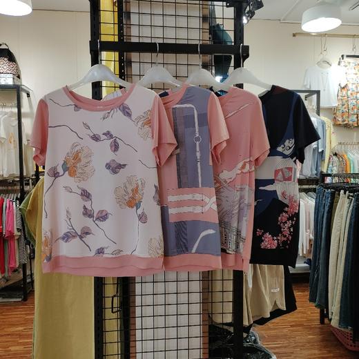 女圆领拼真丝T 商品图0
