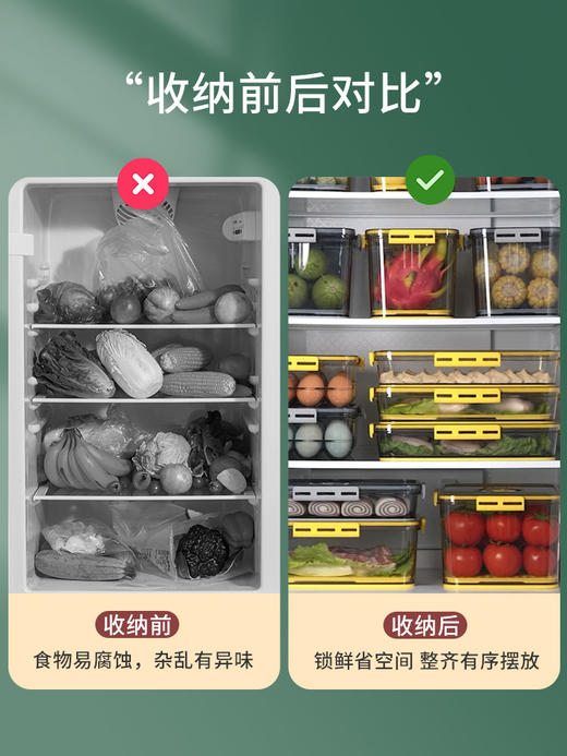 【盒盒不串味 计时保鲜 锁住鲜活】升级款加厚PET材质可计时冰箱收纳盒食品级厨房食物蔬菜保鲜盒冰箱冷冻饺子水果鸡蛋储物盒 商品图1