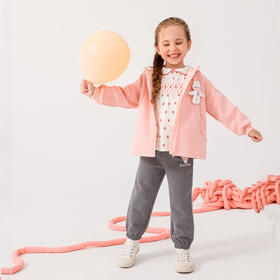 商场同款棉果果秋季新款女童绒里针织连帽复合绒外套舒适柔软可爱M322100422462