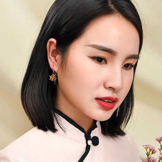JGL-03220171复古简约耳坠唯美绿玛瑙耳环古典耳环 商品图1