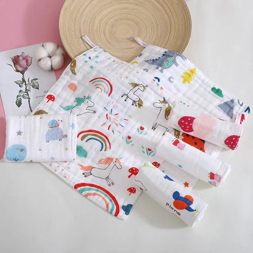 【5条装】丽岩A类六层纯棉纱布儿童方巾 无荧光 25*25cm 商品图1