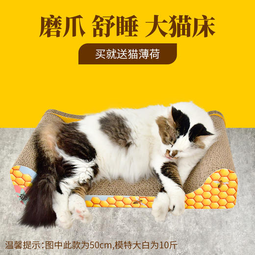 【买抓板就送猫薄荷】猫抓板大号猫沙发床贵妃椅瓦楞纸猫窝磨爪器耐磨猫咪玩具用品 商品图3