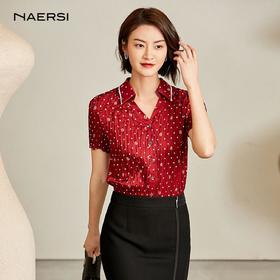 2楼NAERSI服饰红色波点衬衫