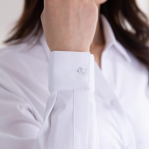 【防水防油防污】罗蒙女士长袖V领衬衫纯色舒适抗皱易清洗商务通勤衬衣女 商品图6