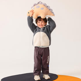 商场同款棉果果秋季新款小熊猫男女童可爱萌萌哒连帽大颗粒羊羔绒外套M312100422494