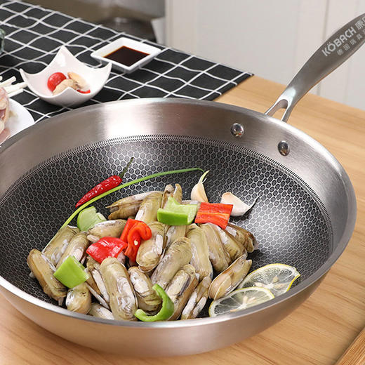 【康巴赫】蜂窝不锈钢炒锅 商品图3
