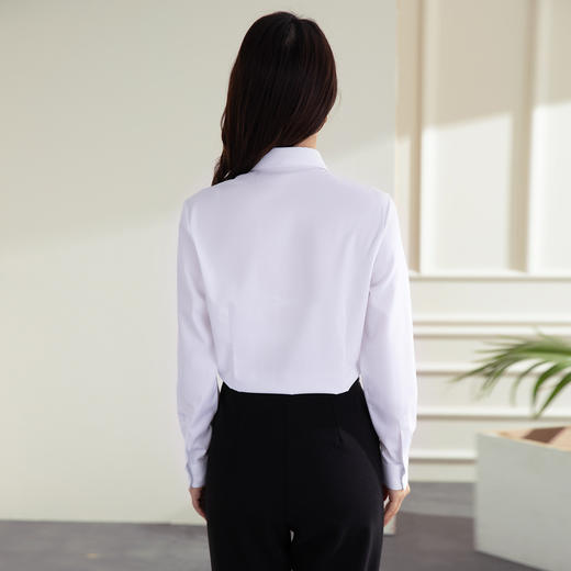 【防水防油防污】罗蒙女士长袖V领衬衫纯色舒适抗皱易清洗商务通勤衬衣女 商品图2