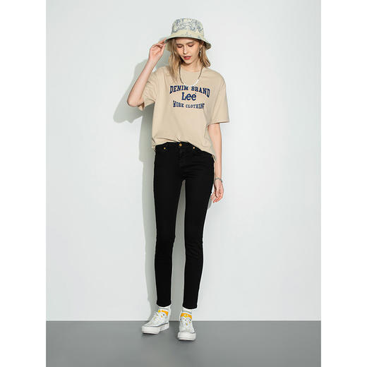 Lee商场同款22秋季新品女418修身中腰牛仔裤黑色LWB1004185TR-898 商品图2