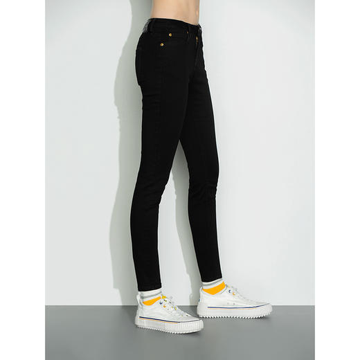 Lee商场同款22秋季新品女418修身中腰牛仔裤黑色LWB1004185TR-898 商品图3