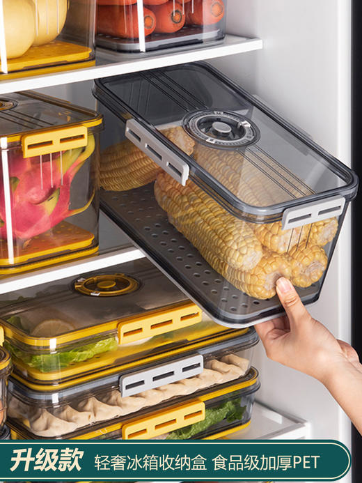 【盒盒不串味 计时保鲜 锁住鲜活】升级款加厚PET材质可计时冰箱收纳盒食品级厨房食物蔬菜保鲜盒冰箱冷冻饺子水果鸡蛋储物盒 商品图0