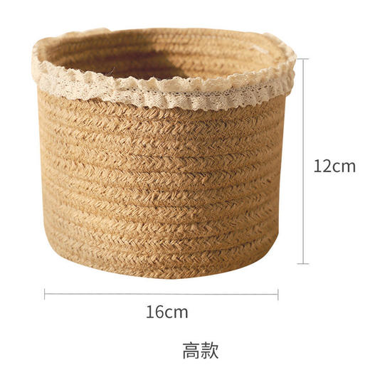 黄麻编织收纳筐布艺桌面收纳盒多功能杂物化妆品首饰小物件整理盒 商品图9