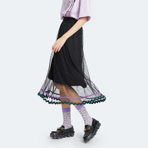 MIIDII谜底2022春新款复古浪漫A型网纱裙蕾丝长半身裙221MB0092 商品图1