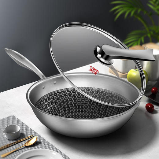 【康巴赫】蜂窝不锈钢炒锅 商品图0