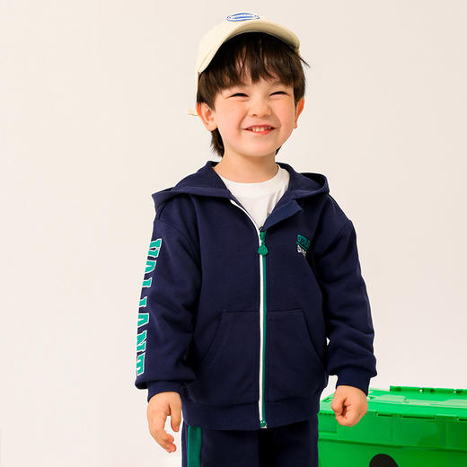 商场同款棉果果秋季新款男童连帽全棉针织双纱磨毛大毛圈连帽外套简约时尚耐穿M312100222514 商品图1