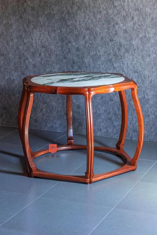 红桥红  家具严选  缅甸花梨（大果紫檀）【石面 海棠桌 七件套】 商品图3