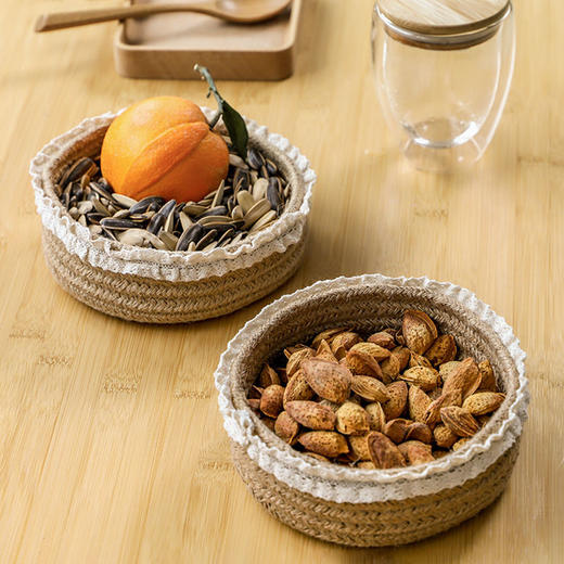 黄麻编织收纳筐布艺桌面收纳盒多功能杂物化妆品首饰小物件整理盒 商品图6