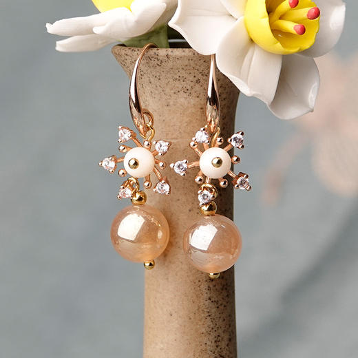 JGL-03220288镀金珍珠耳环复古贝壳耳饰气质汉服旗袍配饰送女友礼物 商品图2