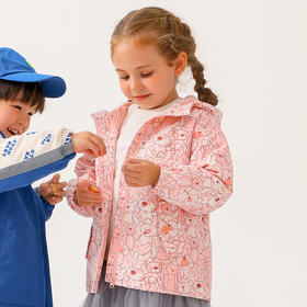 商场同款棉果果秋季新款女童科技面料摇粒绒内里粉嫩满印可爱保暖冲锋衣连帽外套M322100322463