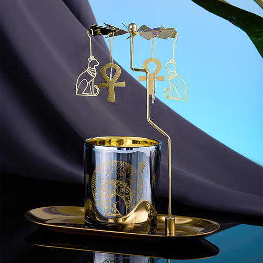 大英博物馆 埃及系列 盖亚安德森猫 托盘走马灯蜡烛香氛套装礼盒 商品图3