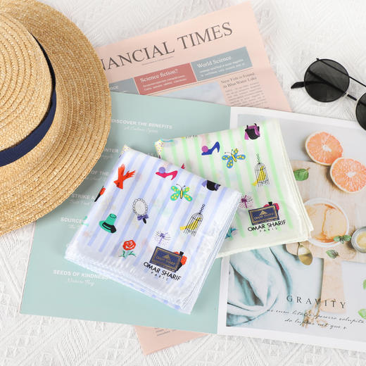 韩国品牌（桑蚕丝棉）印花小方巾 4B 4C 上 商品图0