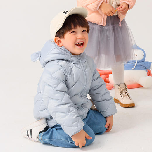 商场同款秋季新款男童可爱时尚童趣外穿连帽轻羽绒外套M312102922538 商品图1