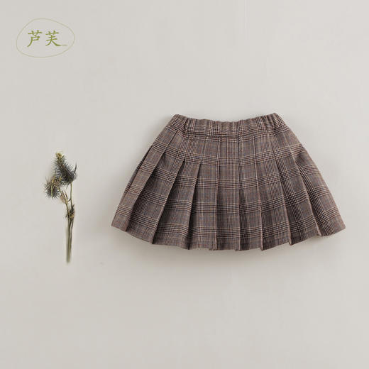 【马克珍妮 芦芙】秋装新款 女童经典格纹毛呢百褶裙221665 商品图1